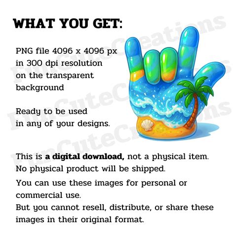 Summer Beach Hand Glove I Love You ASL PNG, Beach Vibes Hand Sign PNG ...