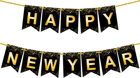 Amazon.com: MiniRed New Year Banner, Happy New Year Bunting Banner with ...