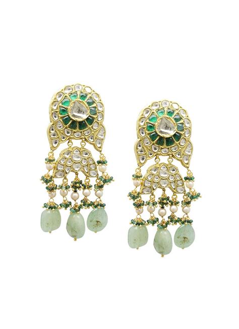 Yashita Polki Long Earrings – Tyaani Jewellery Private Limited