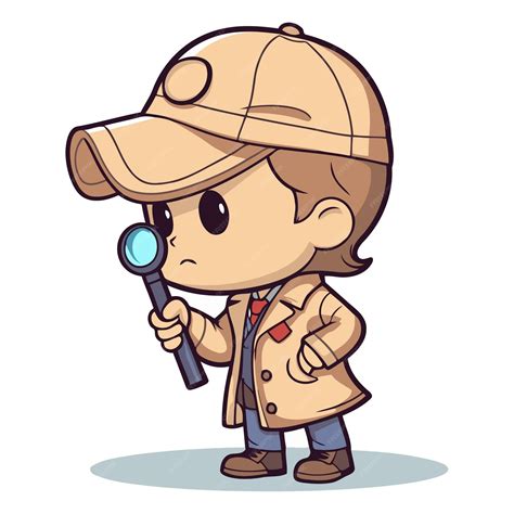 Premium Vector | Cute detective boy with magnifying glass vector clip ...
