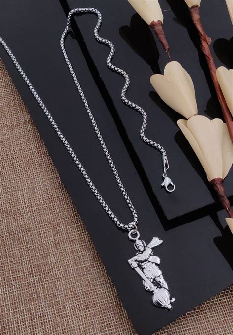 Solibelle Silver Plated Hanuman Pendant With Chain – Solibelle Jewellery