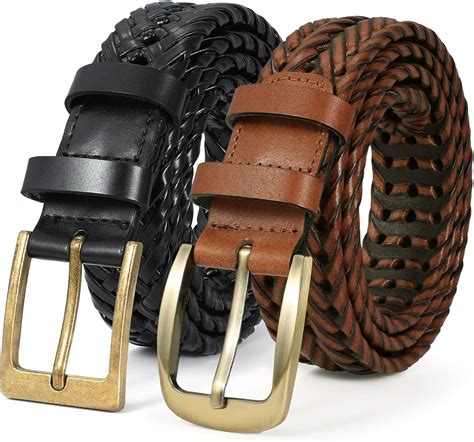 Amazon.com: BELTROAD 2 Pack Braided Leather Belt for Men Casual Jeans ...