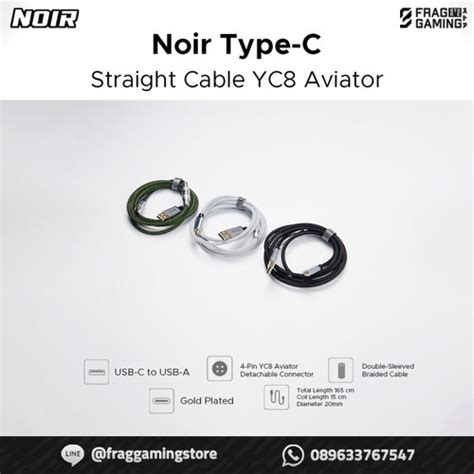 Jual Noir Straight Cable Type C Type-C YC8 Aviator Cable Kabel Coiled ...