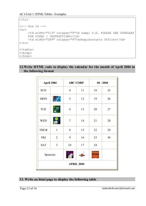 Image result for HtmlTable Examples with Code