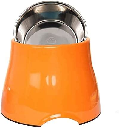 Goofy Tails Orange Elevated Dog Bowl| Melamine & Stainless Steel Dog ...