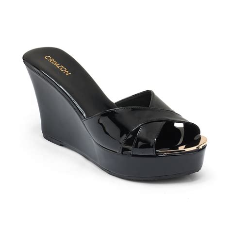 AIYANA- BLACK WEDGES – Crimzon