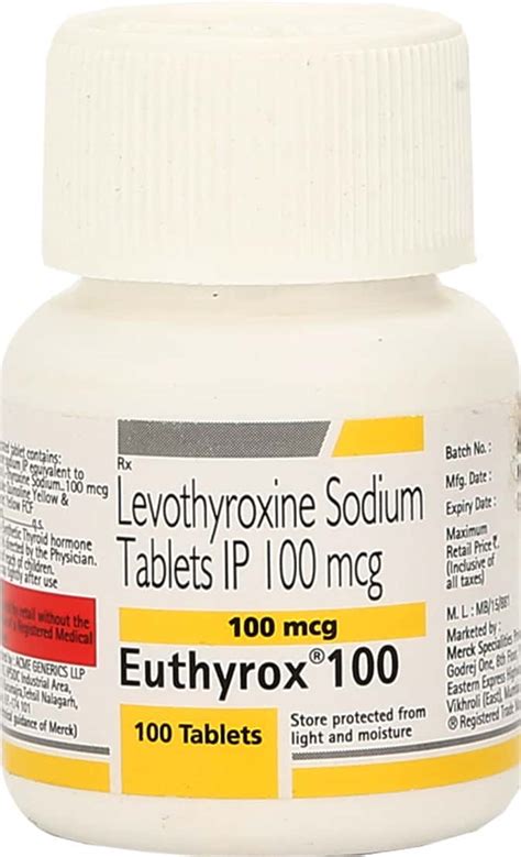 Euthyrox 100 MCG Tablet (100): Uses, Side Effects, Price & Dosage ...