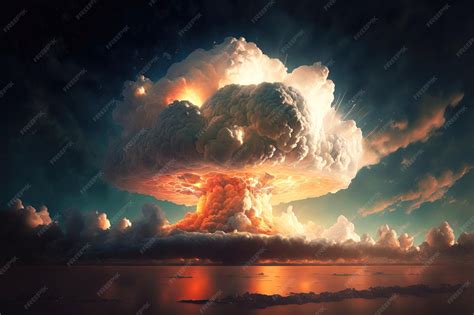 Premium Photo | Atomic mushroom cloud after nuclear bomb underwater ...