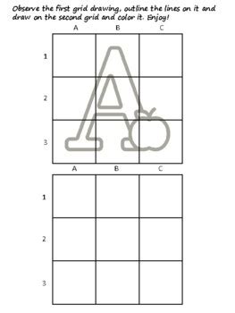 26 Alphabet Easy Grid Drawing Activities, Alphabet Art Sub Plan, Grid ...