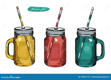 Glass Mason Jar with Handle, Drinking Straw for Cocktail and Lemonade ...