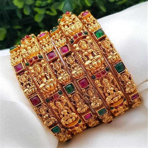 Gold Plated Set of 6 Broad with thin Bangles 7176A – Griiham
