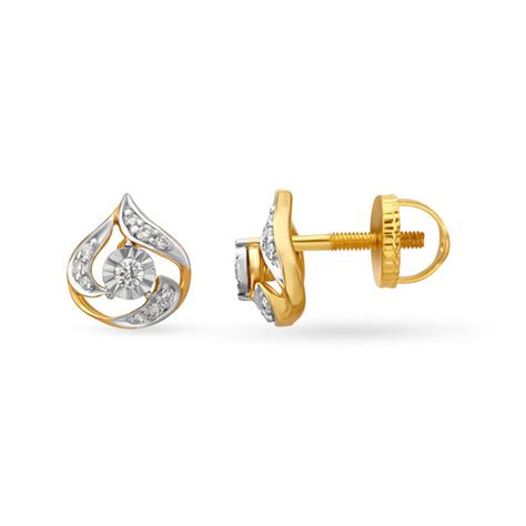 Fiery Gold and Diamond Stud Earrings