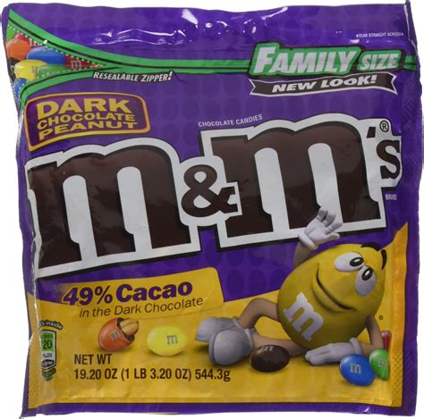 Amazon.com: M&M'S Dark Chocolate Candy, Family Size, 18 oz Resealable ...