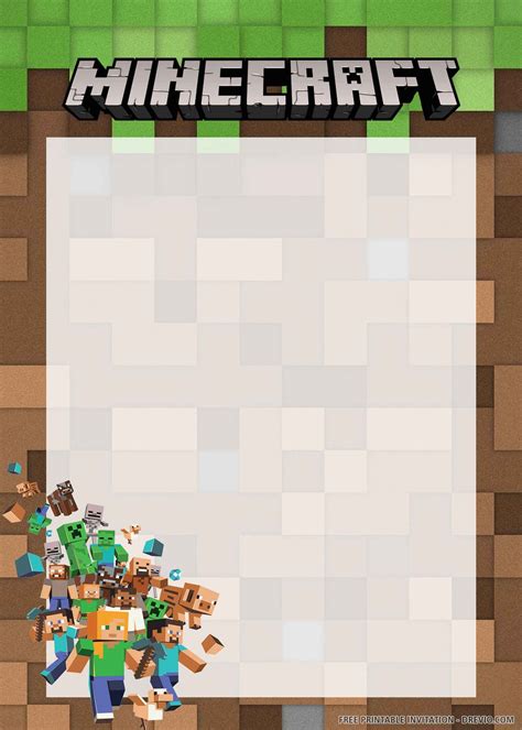 Top Minecraft Party Invitation Template | Minecraft birthday card ...