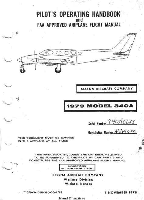 Cessna Model 340A Pilot's Operating Handbook PDF