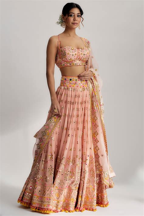 Shop Pink georgette Lehenga Set Online-Gopi Vaid