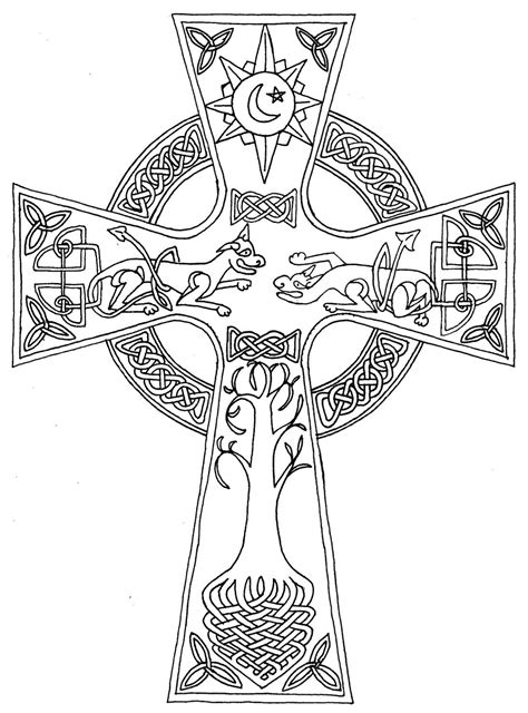 Celtic Cross Coloring Page - Coloring Home