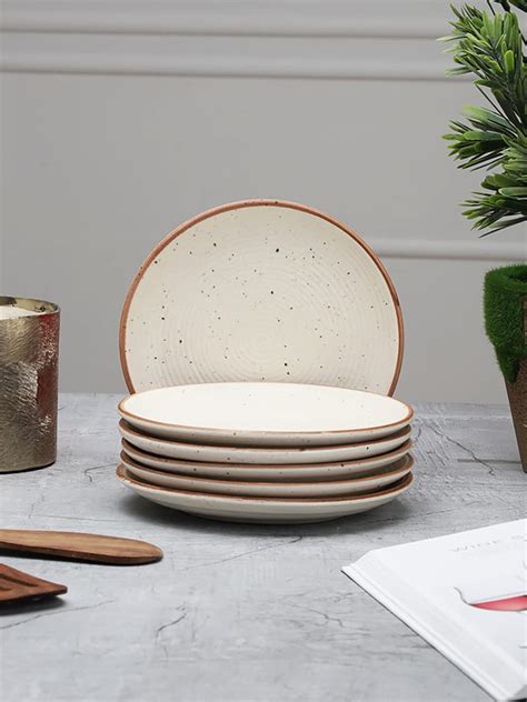 Buy Miah Decor Ceramic Quarter Plates Small Dinner Plates Set of 6 ...