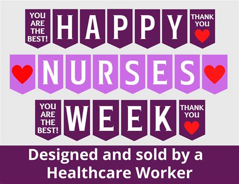 Nurses Week Printable Banner Happy Nurses Week Sign Nurse - Etsy
