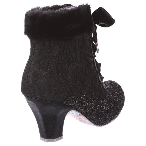 IRREGULAR CHOICE Fancy A Cuppa Party Heel Boots in Black