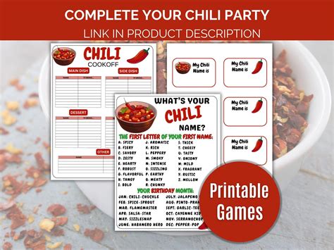 Chili Trivia Game, Chili Cookoff Quiz, Printable Chili Cook-off Game ...