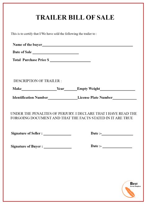 Nj Vehicle Bill Of Sale Template