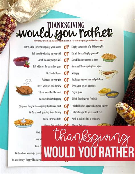Thanksgiving Would You Rather Free Printable Game | The Crafting Chicks ...