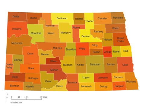 North Dakota State Maps: Counties (All 53 Counties) | CCCarto