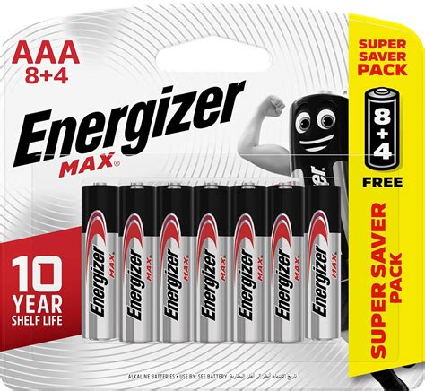 Energizer MAX AAA Primary Alkaline Batteries, Blister Packing (8+4 ...