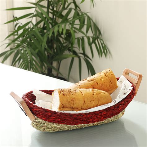 Handmade Sabai Grass Bread Basket (Red) – Ecoflore