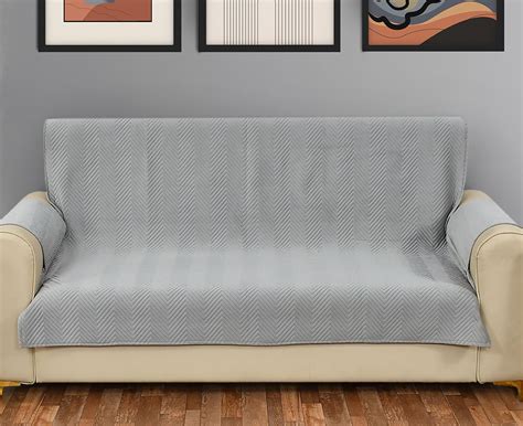 Yellow Weaves 3 Seater Zig-Zag Design Quilted Velvet Sofa Cover ...