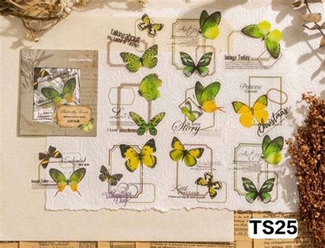 Arteria. Transparent Sticker Cutouts-Butterfly Forest- Green