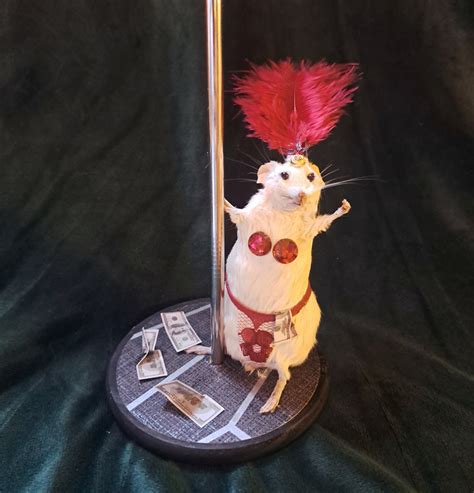 Mouse Taxidermy Show Girl Pole Dancer Quirky Oddity Gift. With Deep Red ...