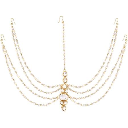 MEENAZ Latest Hair Jewelry Traditional Gold Pearl Stylish Chain ...