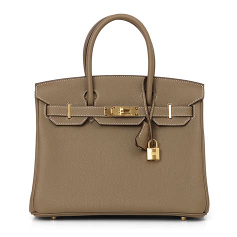 Shop Hermès Birkin 30 Etoupe Leather with Gold Hardware | Confidential ...