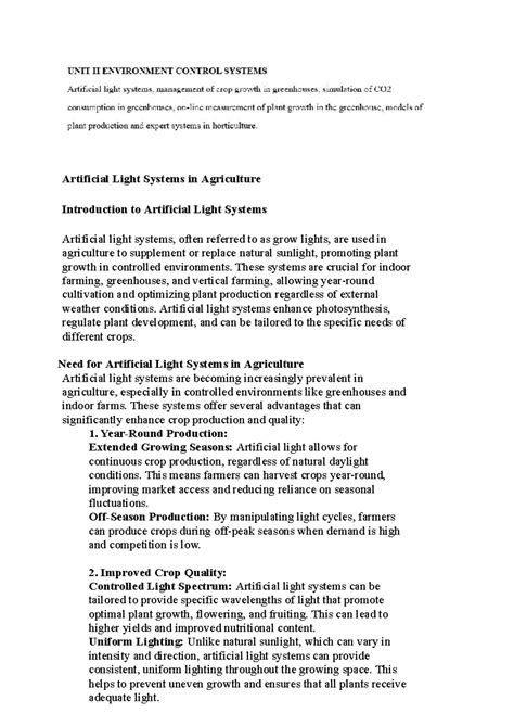 IT IN AGRI Unit 2 - Artificial Light Systems for Optimal Crop Growth ...