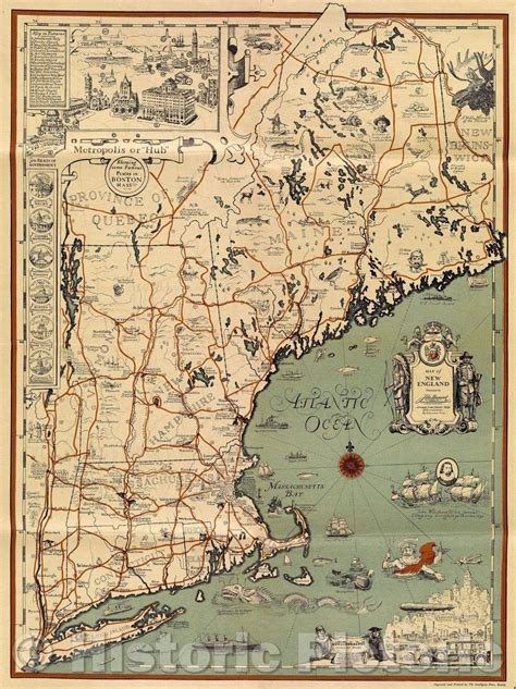 Historic Map : Map of New England / arranged from colonial maps of ...