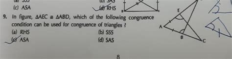 9. In figure, AAEC = AABD, which of the following congruence condition ...