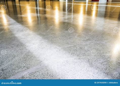 Shiny Polished Concrete Floor in a Building Stock Photo - Image of ...