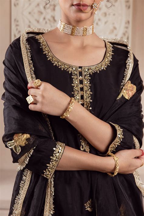 GULNAZ black hand painted sharara set – rivaajclothing