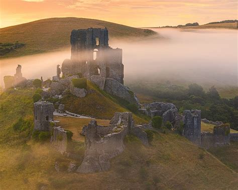 Sunrise Corfe Castle, Dorset by Henk Meijer Photography on canvas ...