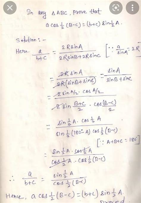 in∆abc prove the sec theta bac -cosec a/2 - Brainly.in