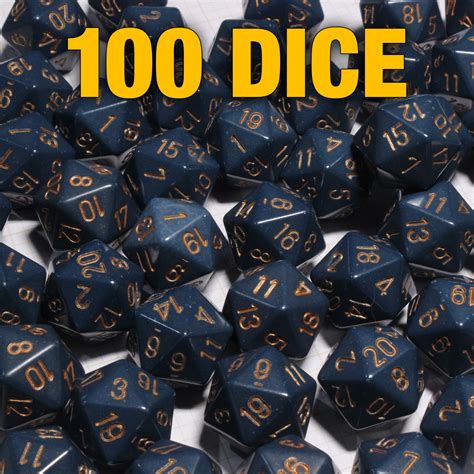 Set of 100 20-sided Opaque Dusty Blue Dice | Dice Game Depot