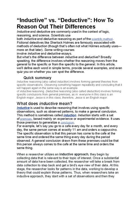 Inductive and deductive - “Inductive” vs. “Deductive”: How To Reason ...