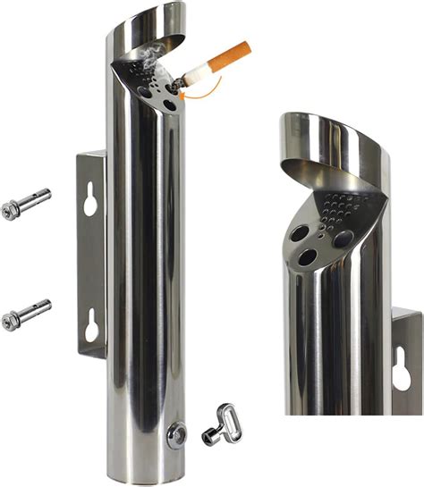 Commercial Wall Mounted Ashtray Stainless Steel Cigarette Bin Garden ...