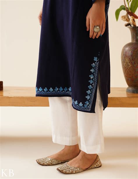 Shop Latest Navy Blue Kashmiri Aari Embroidery Phiran Online| Kashmir ...