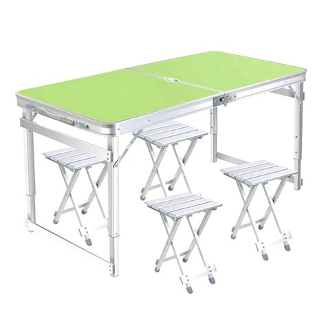 Livzing Folding Table with 4 Chairs Height Adjustable Aluminium ...