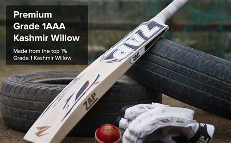 ZAP Alpha Kashmir Willow Cricket Leather Bat (Short Handle Full - 33.5 ...