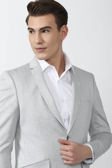 Buy Men Grey Solid Slim Fit Casual Blazer Online - 737823 | Van Heusen