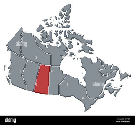 Political map of Canada with the several provinces where Saskatchewan is highlighted Stock Photo ...